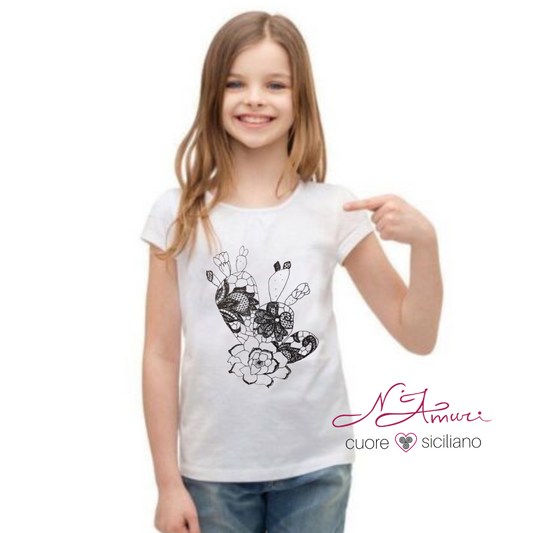 T-SHIRT RAGAZZA | PIZZO NERO