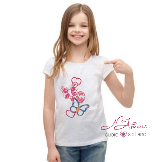 T-SHIRT RAGAZZA | PIZZO COLORATO (FARFALLA)